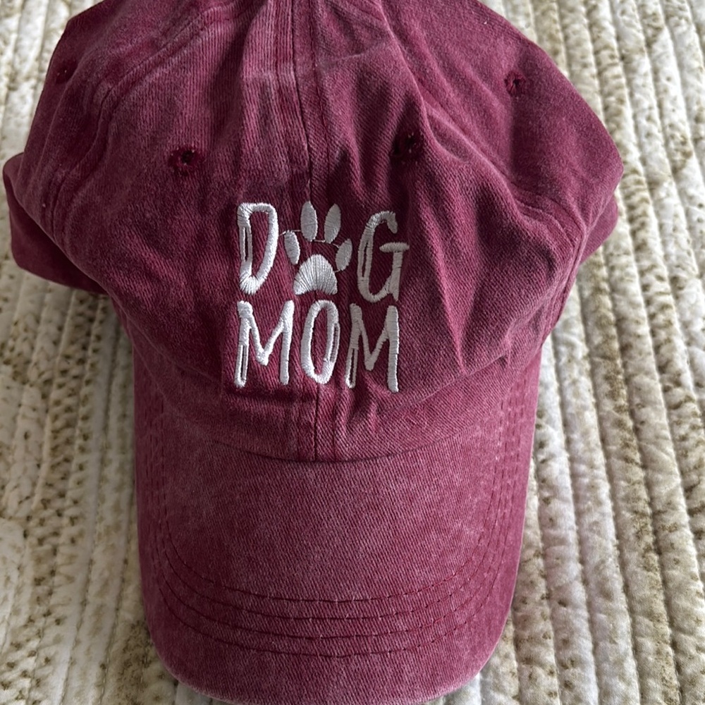 Dog Mom Embroidered Baseball Cap - Wine - Picture 4 of 6